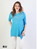 Solid Color Mid-Sleeved Top with Branched Rhinestone 